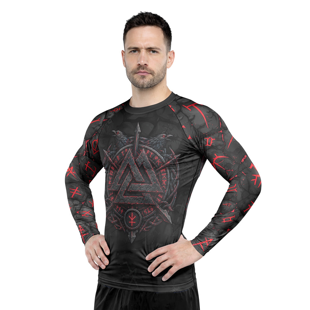 Rashninja Viking Raven Vegvisir Men's Long Sleeve Rash Guard