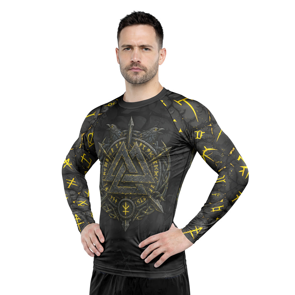 Rashninja Viking Raven Vegvisir Men's Long Sleeve Rash Guard