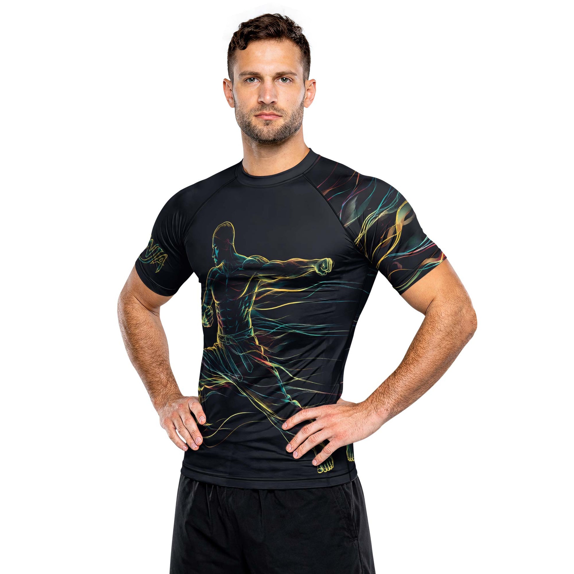 Rashninja Cyber Energy Fighter Men's Short Sleeve Rash Guard