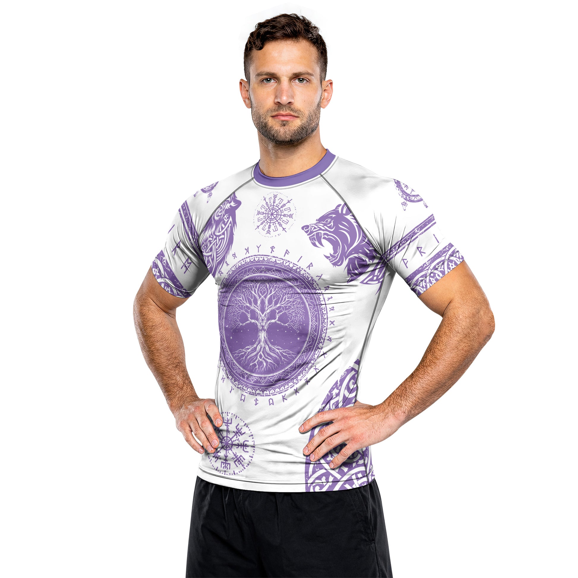 Rashninja Yggdrasil Bear Viking Men's Short Sleeve Rash Guard
