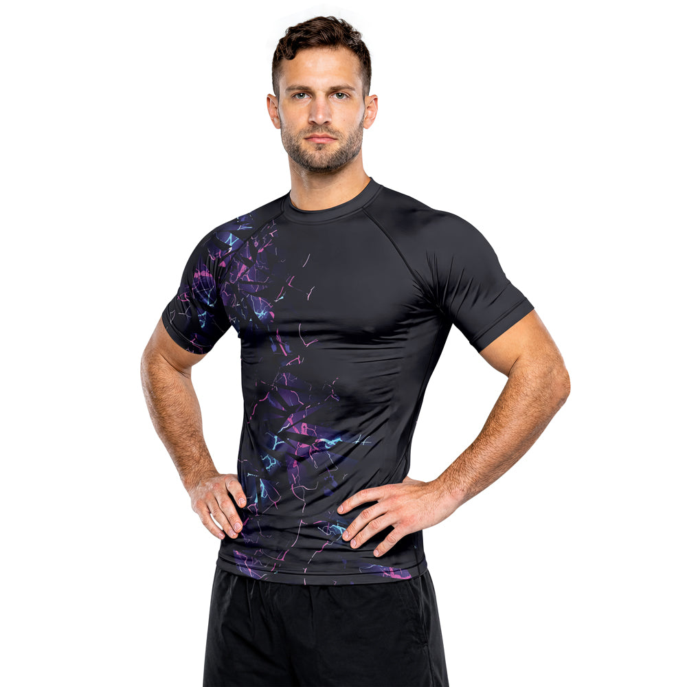 Rashninja Cyber Lightning Men's Short Sleeve Rash Guard