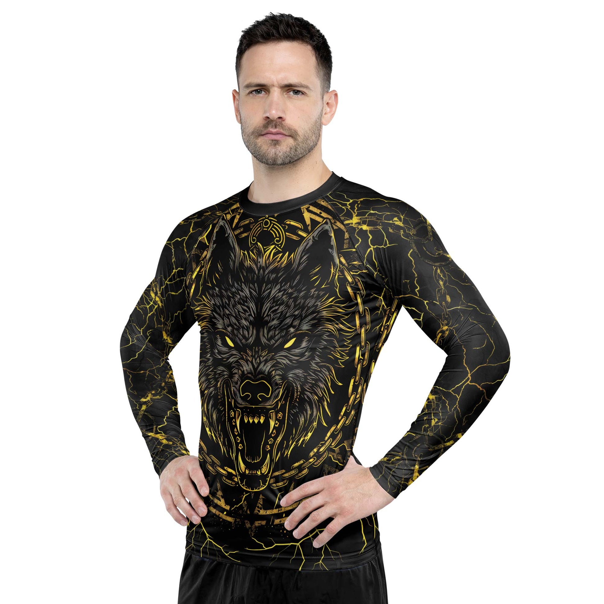 Rashninja Viking Fenrir Wol Men's Long Sleeve Rash Guard