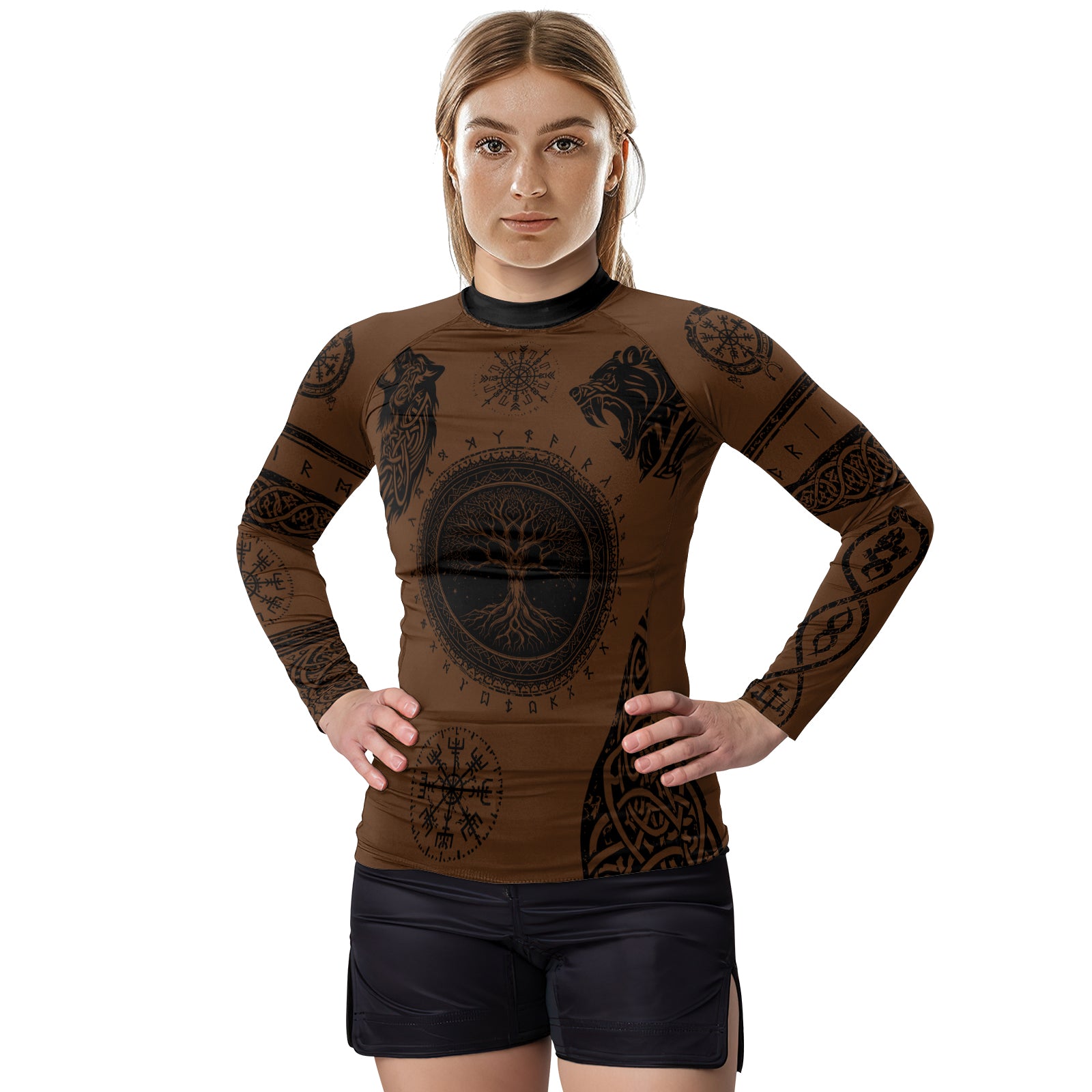 Rashninja Yggdrasil Bear Viking Women's Long Sleeve Rash Guard