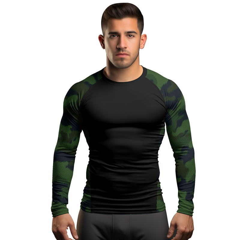 Rashninja Military Woodland Camouflage Men's Long Sleeve Rash Guard