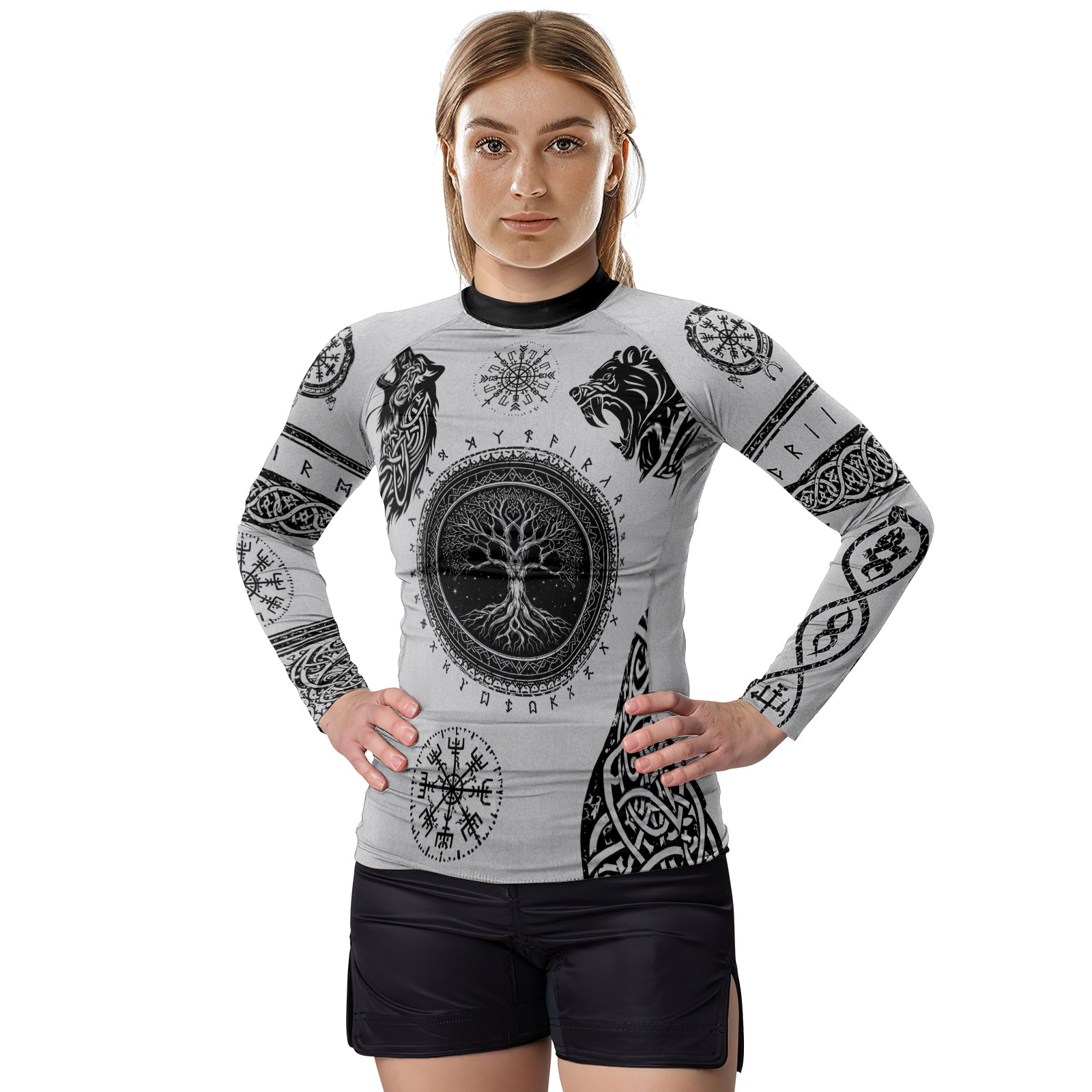 Rashninja Yggdrasil Bear Viking Women's Long Sleeve Rash Guard