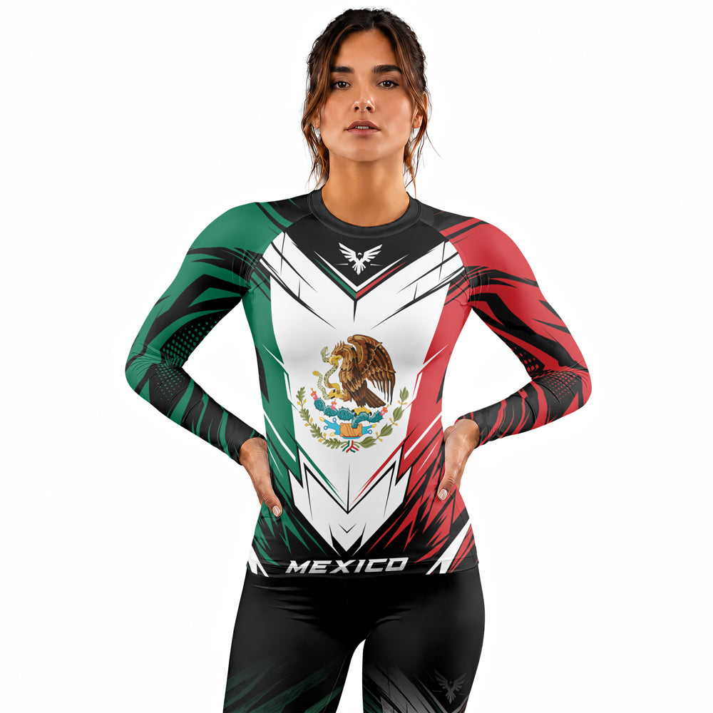 Rashninja Patriot Mexico Flag Women's Long Sleeve Rash Guard