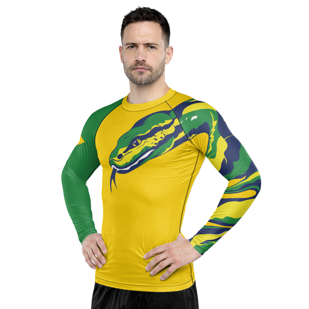 Rashninja Patriot Brazil Flag Men's Long Sleeve Rash Guard