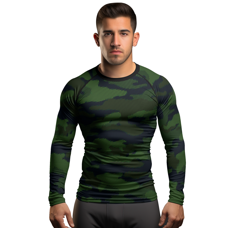 Rashninja Military Woodland Camouflage Men's Long Sleeve Rash Guard