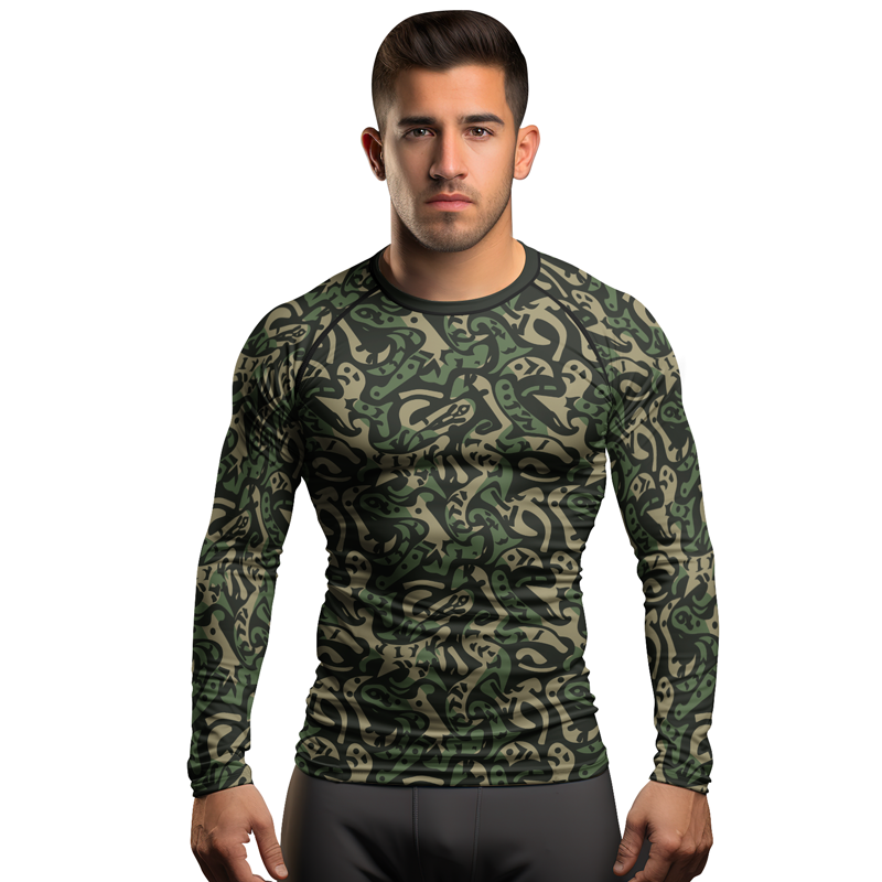 Rashninja Military Abstract Camouflage Men's Long Sleeve Rash Guard