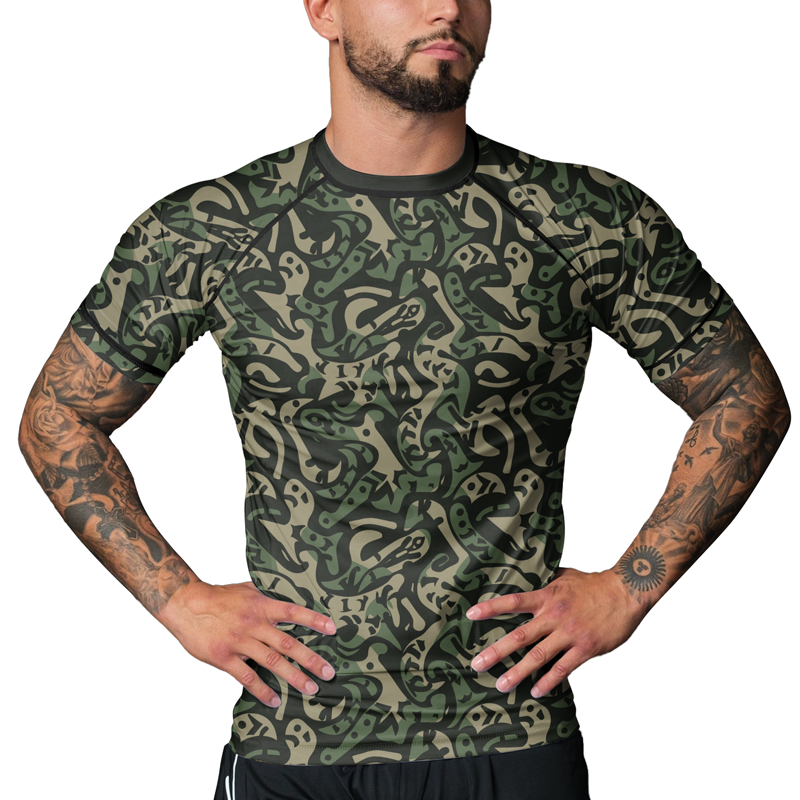 Rashninja Military Abstract Camouflage Men's Short Sleeve Rash Guard