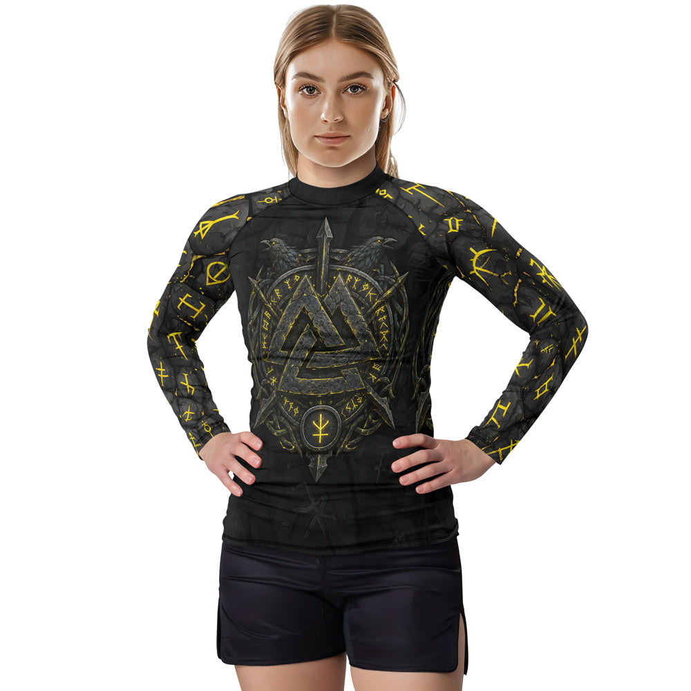 Rashninja Viking Raven Vegvisir Women's Long Sleeve Rash Guard