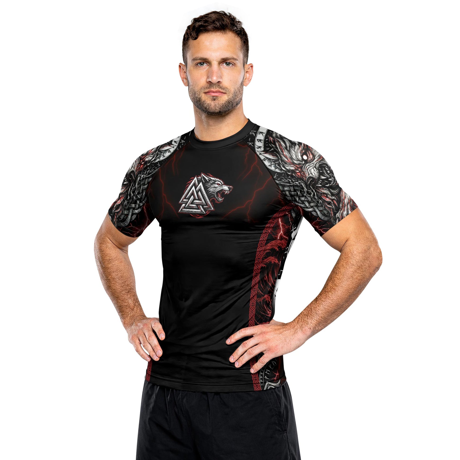 Rashninja Blood Fenrir Wolf Men's Short Sleeve Rash Guard