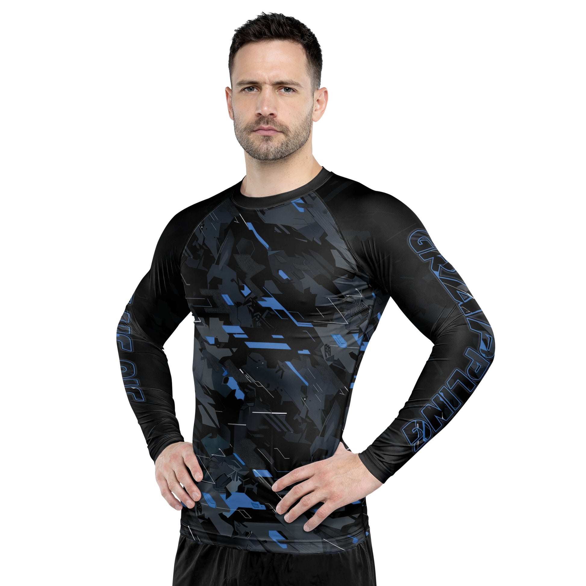 Rashninja Blue Triangle Men's Long Sleeve Rash Guard