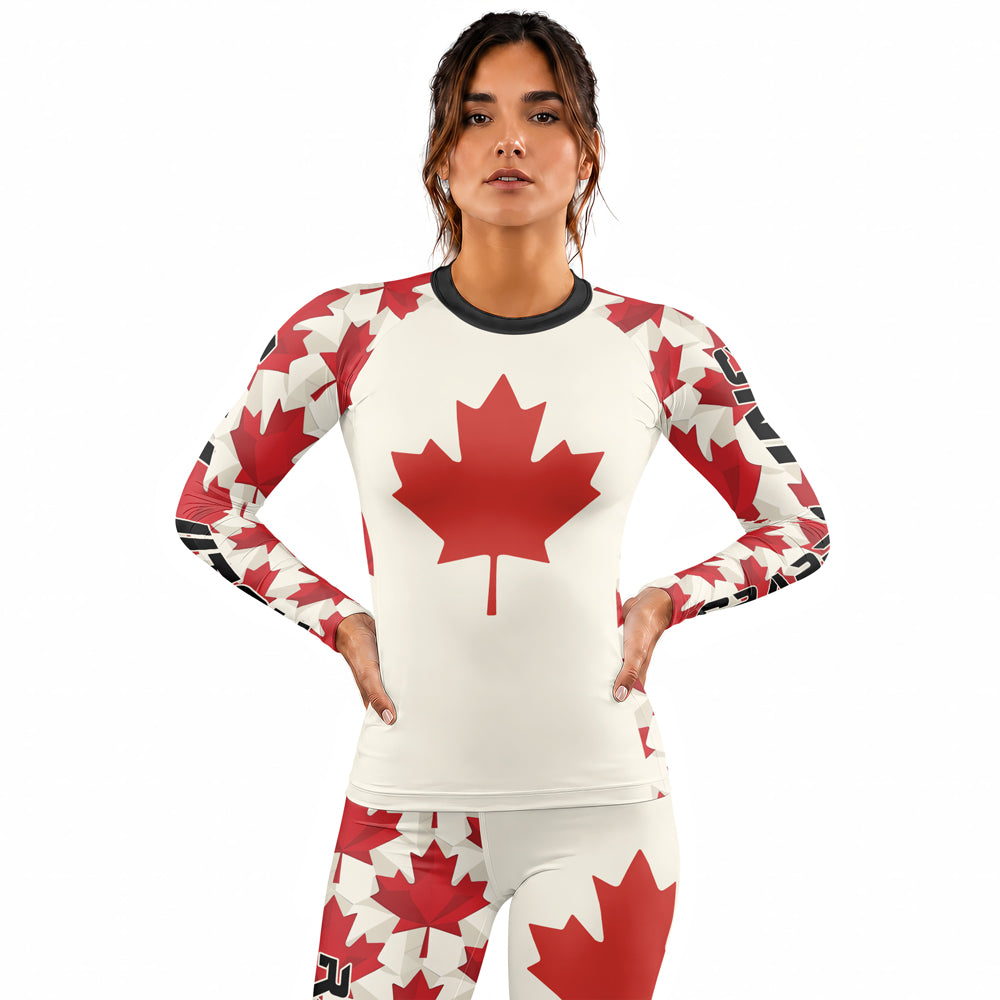 Rashninja Patriot Canada Flag Women's Long Sleeve Rash Guard