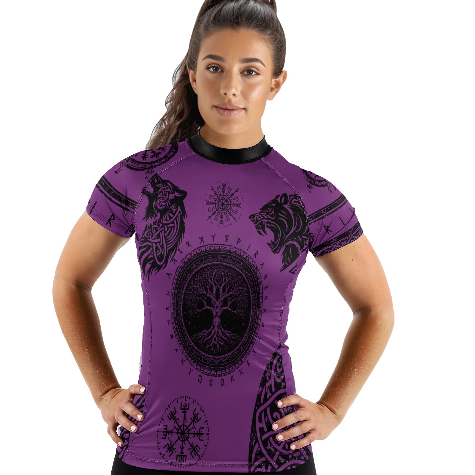 Rashninja Yggdrasil Bear Viking Women's Short Sleeve Rash Guard