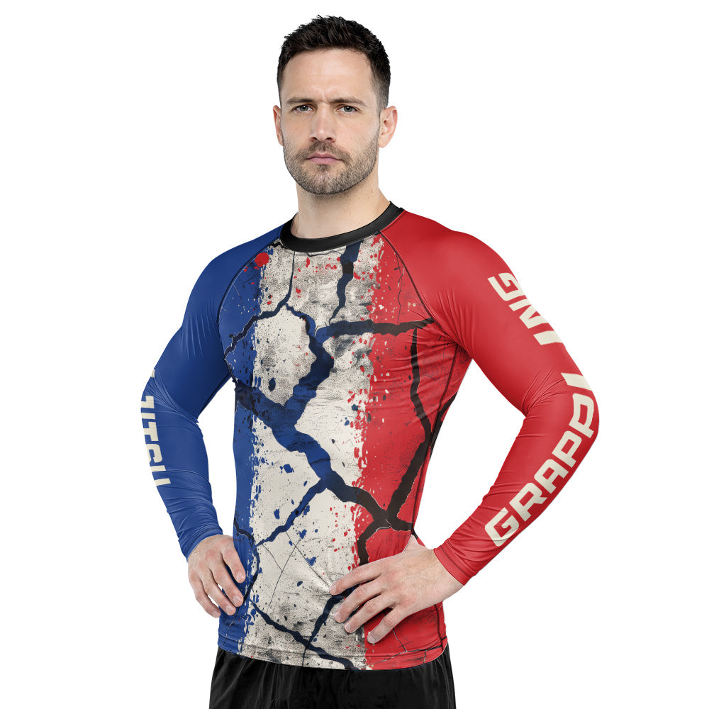 Rashninja Patriot France Flag Men's Long Sleeve Rash Guard