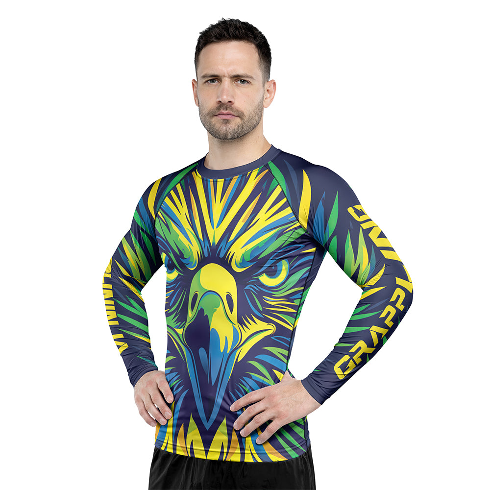 Rashninja Patriot Brazil Flag Men's Long Sleeve Rash Guard