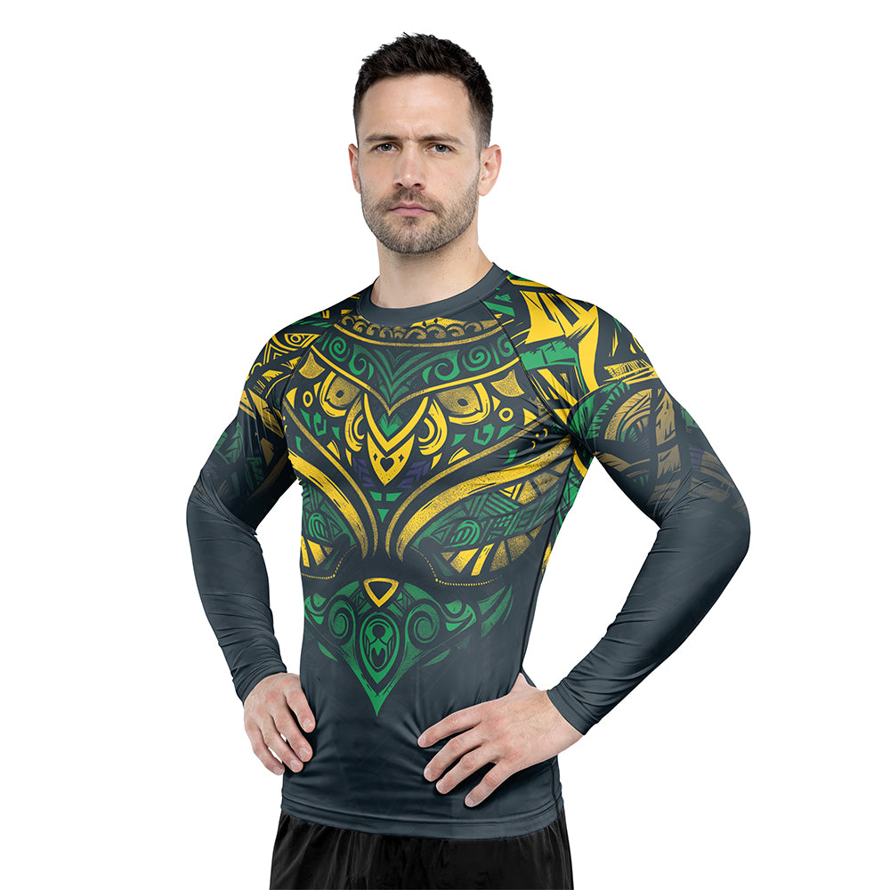 Rashninja Patriot Brazil Flag Men's Long Sleeve Rash Guard
