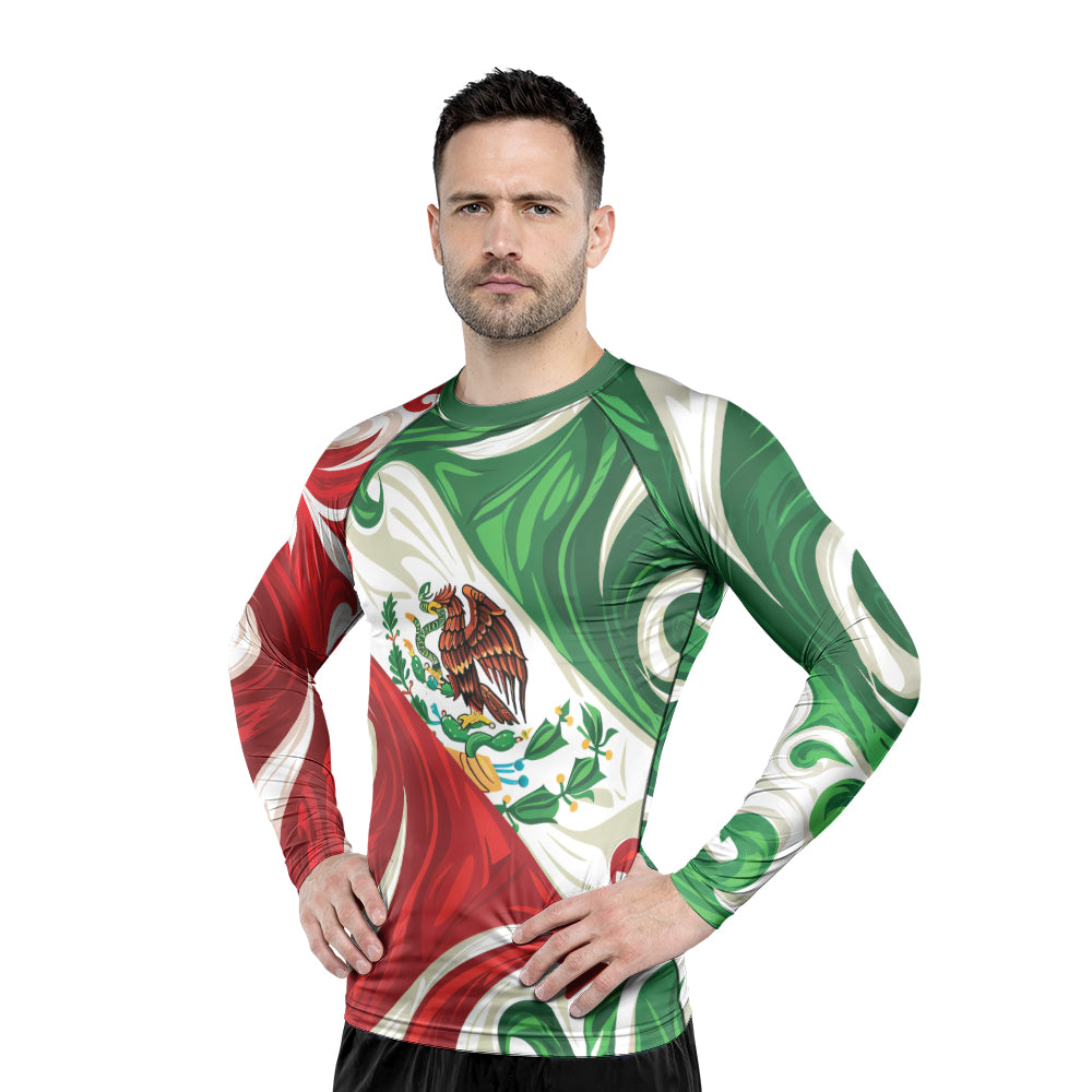Rashninja Patriot Mexico Flag Men's Long Sleeve Rash Guard