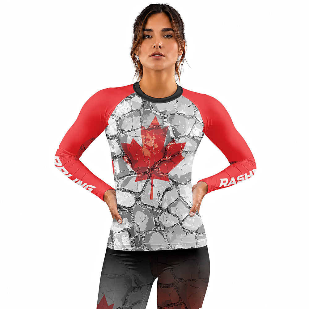 Rashninja Patriot Canada Flag Women's Long Sleeve Rash Guard