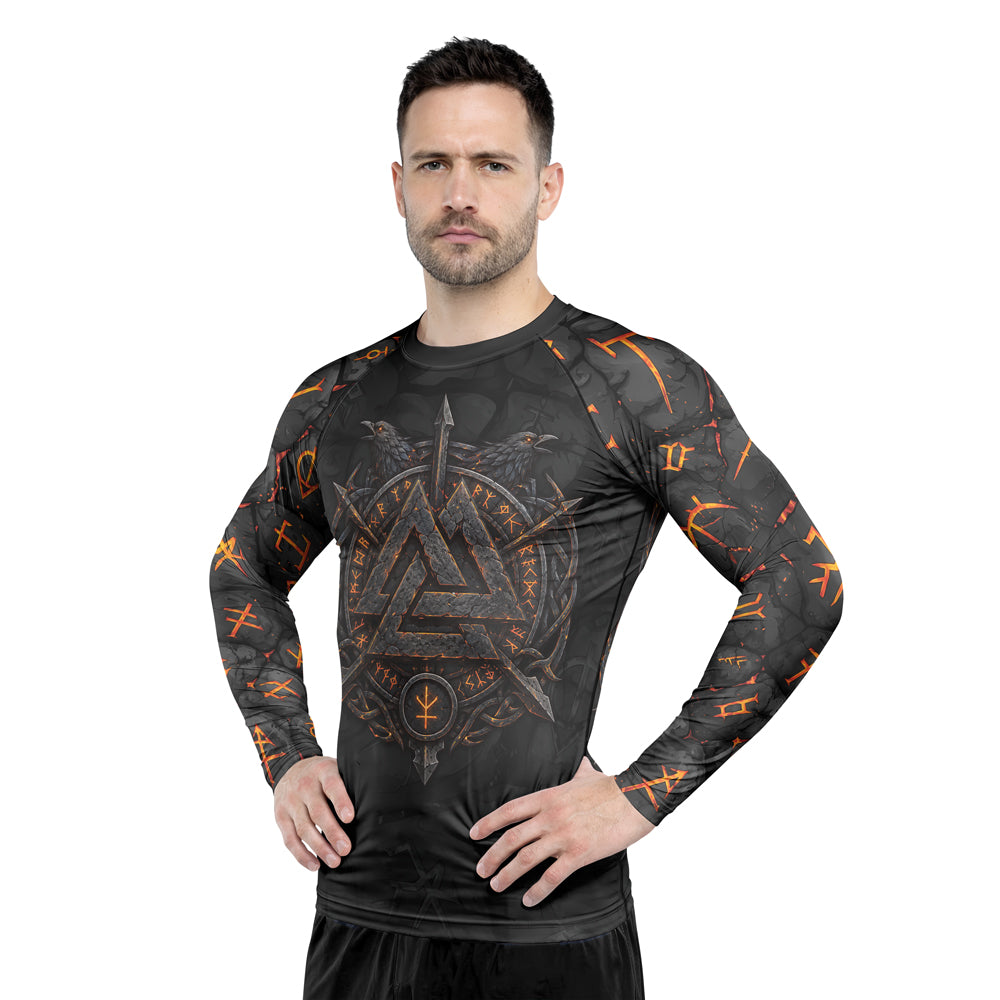 Rashninja Viking Raven Vegvisir Men's Long Sleeve Rash Guard