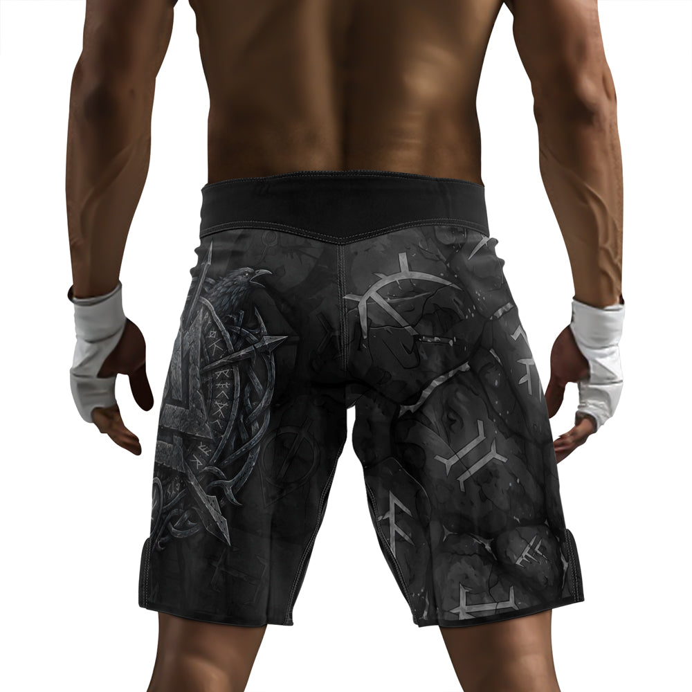 Rashninja Viking Raven Vegvisir Men's Fight Shorts