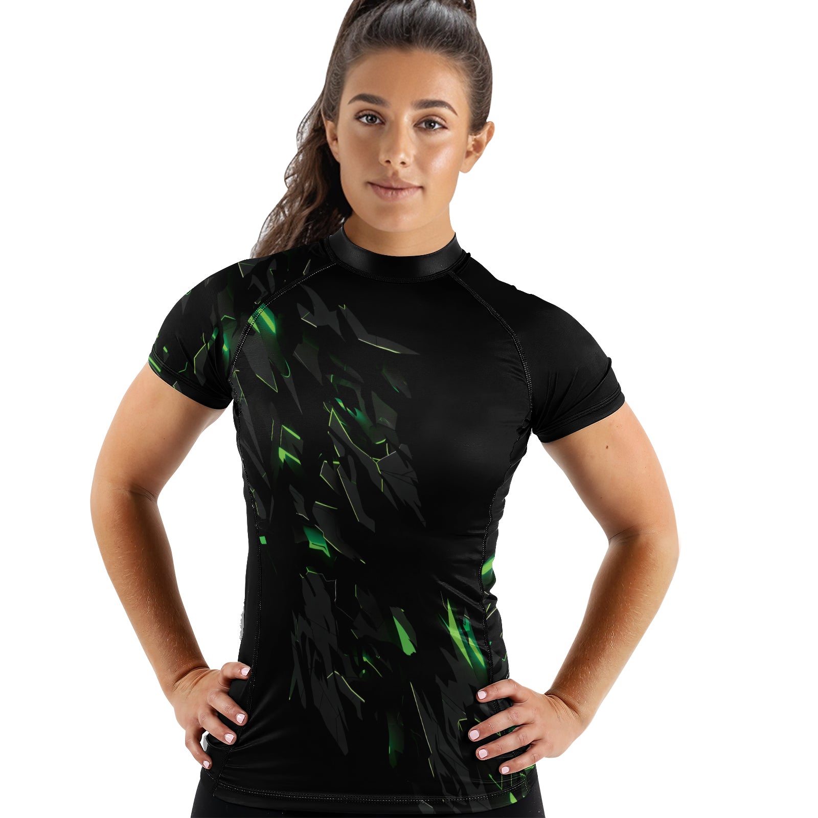 Rashninja Cyber Fracture Women's Short Sleeve Rash Guard