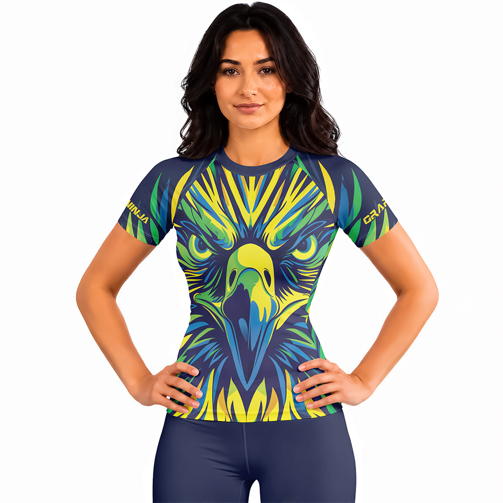 Rashninja Patriot Brazil Flag Women's Short Sleeve Rash Guard