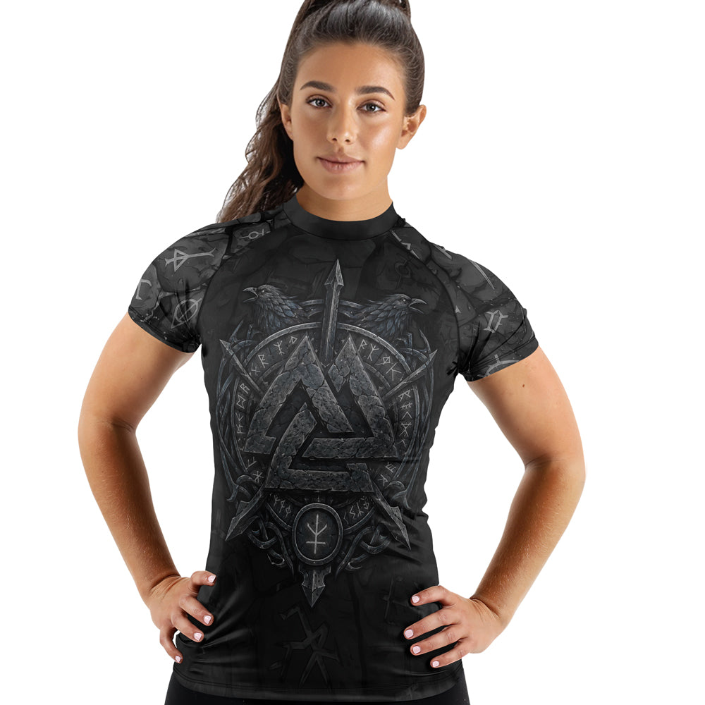 Rashninja Viking Raven Vegvisir Women's Short Sleeve Rash Guard