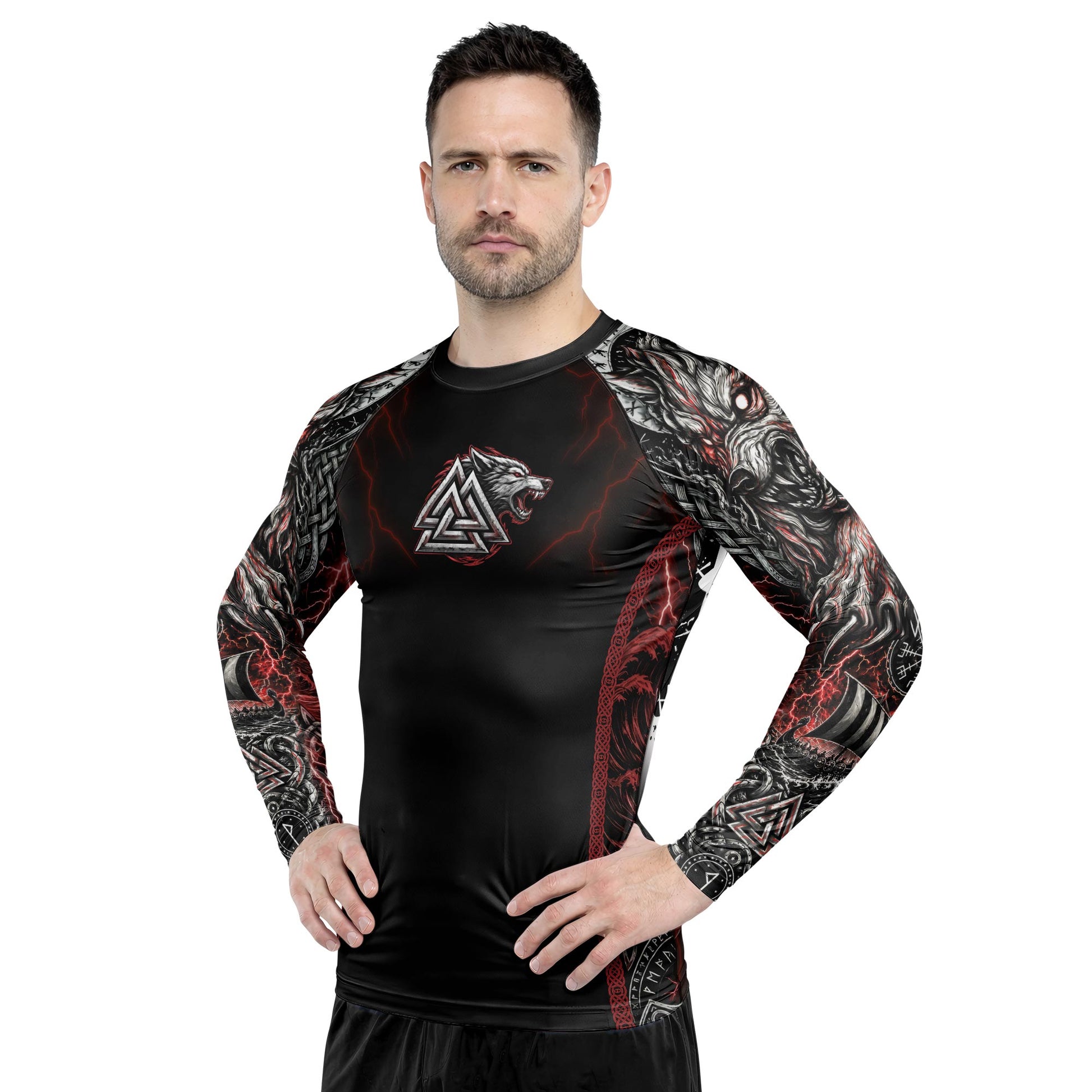 Rashninja Blood Fenrir Wolf Men's Long Sleeve Rash Guard