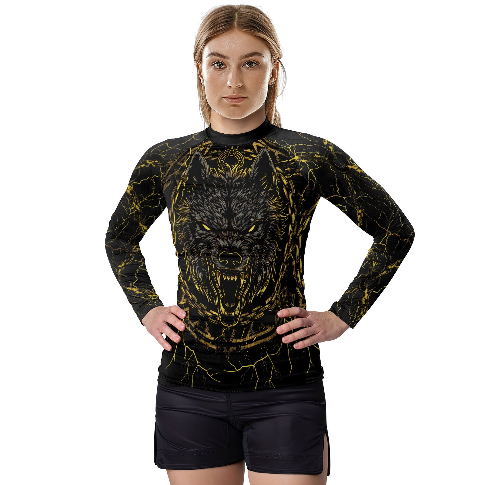 Rashninja Viking Fenrir Wol Women's Long Sleeve Rash Guard