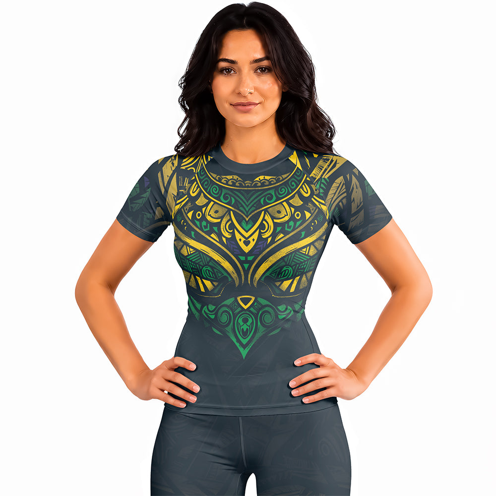 Rashninja Patriot Brazil Flag Women's Short Sleeve Rash Guard