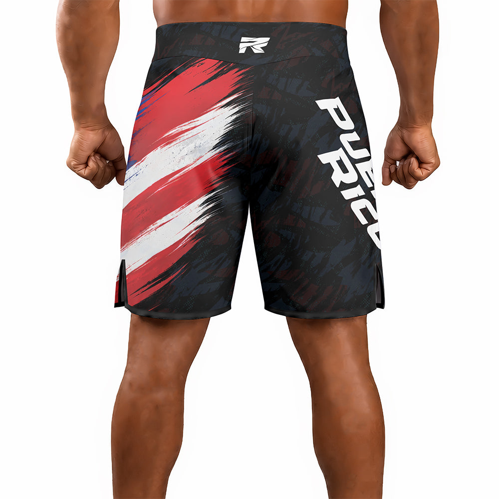 Rashninja Patriot Puerto Rico Flag Men's Fight Shorts
