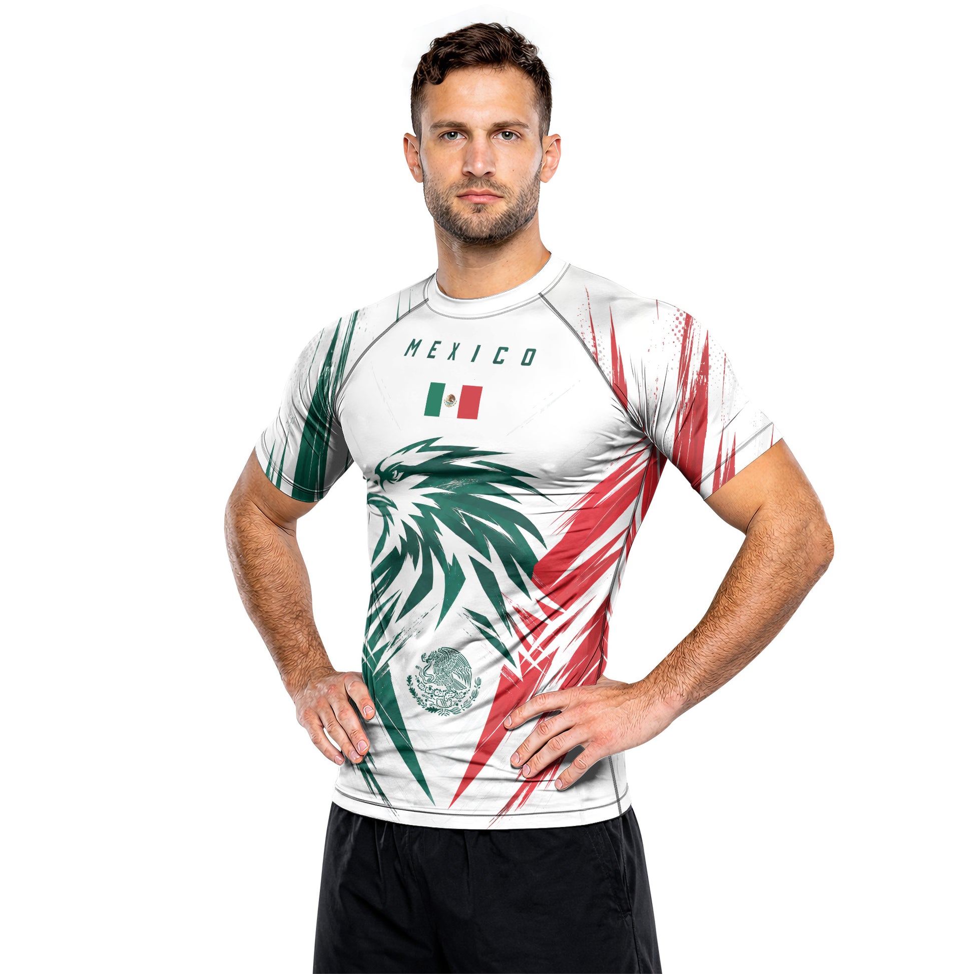 Rashninja Patriot Mexico Flag Men's Short Sleeve Rash Guard