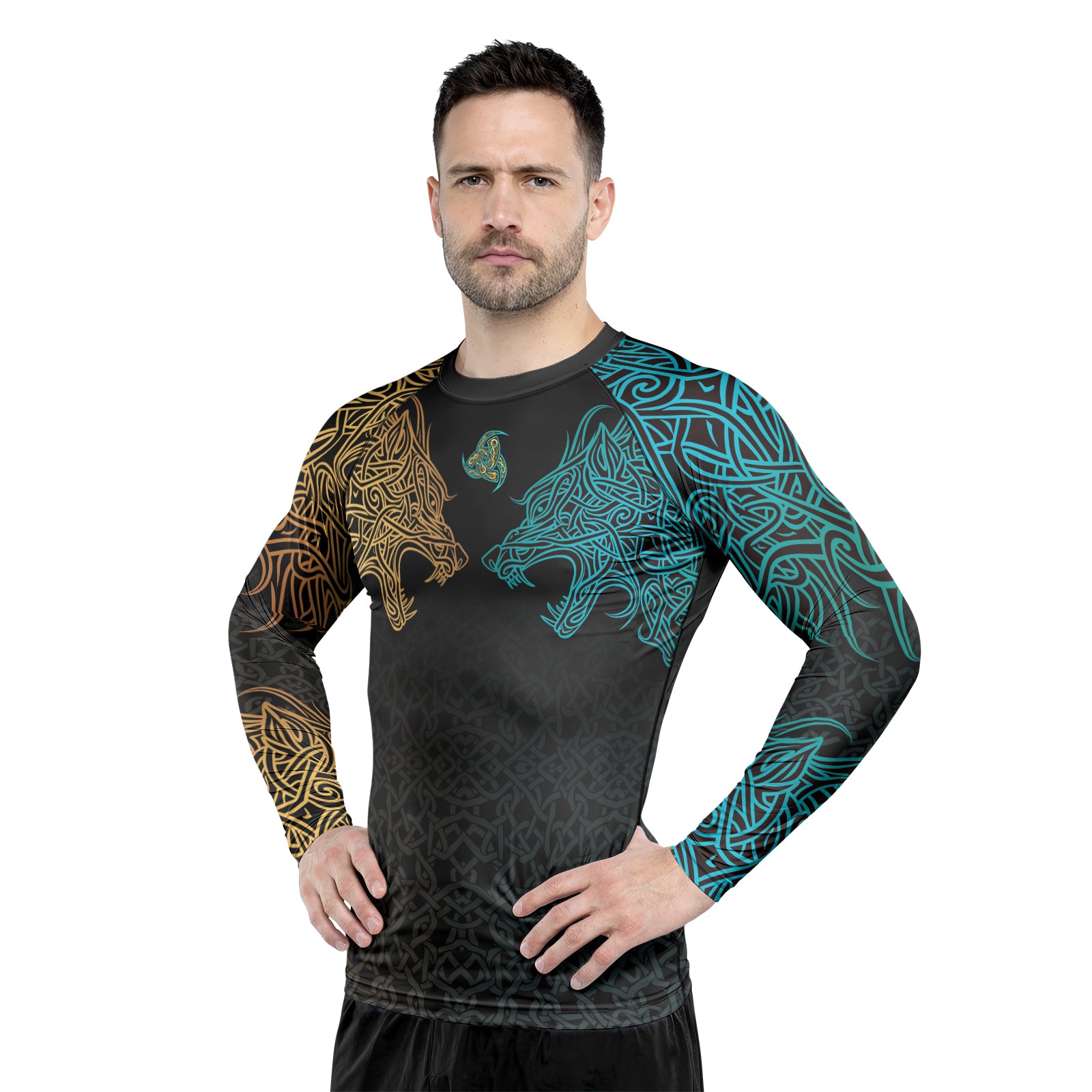 Rashninja Norse Viking Wolf Men's Long Sleeve Rash Guard