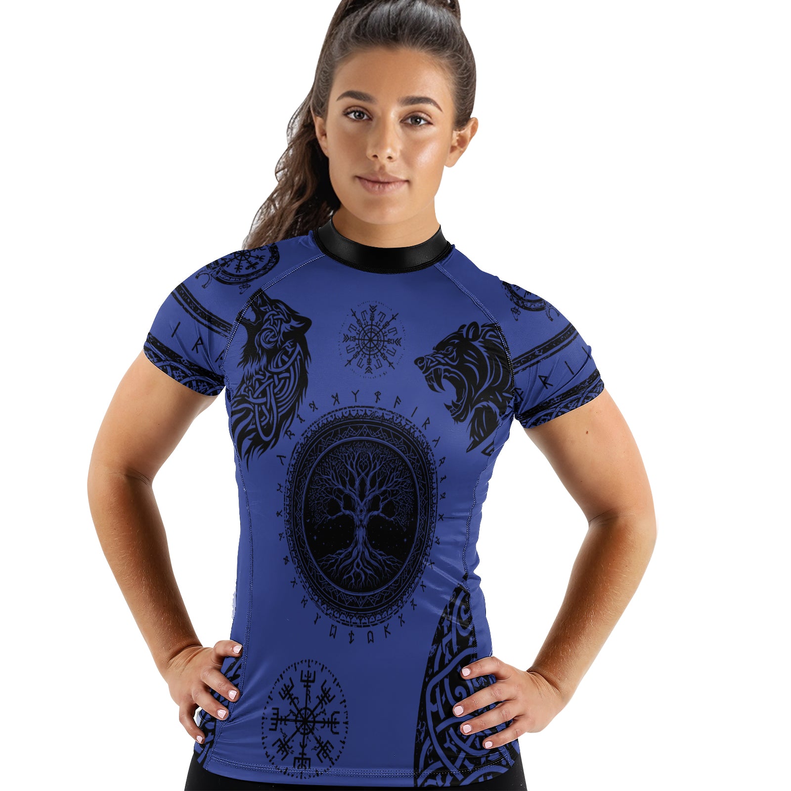 Rashninja Yggdrasil Bear Viking Women's Short Sleeve Rash Guard