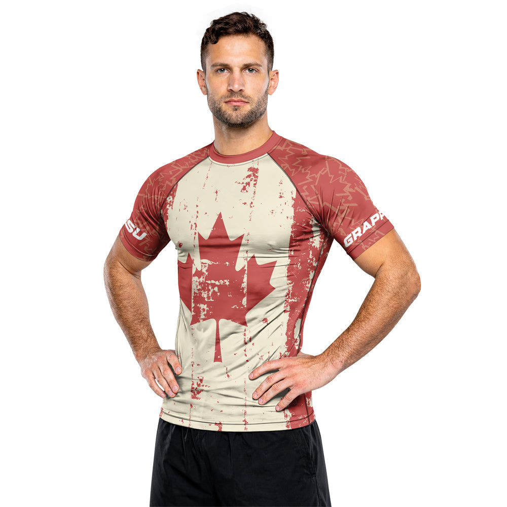 Rashninja Patriot Canada Flag Men's Short Sleeve Rash Guard