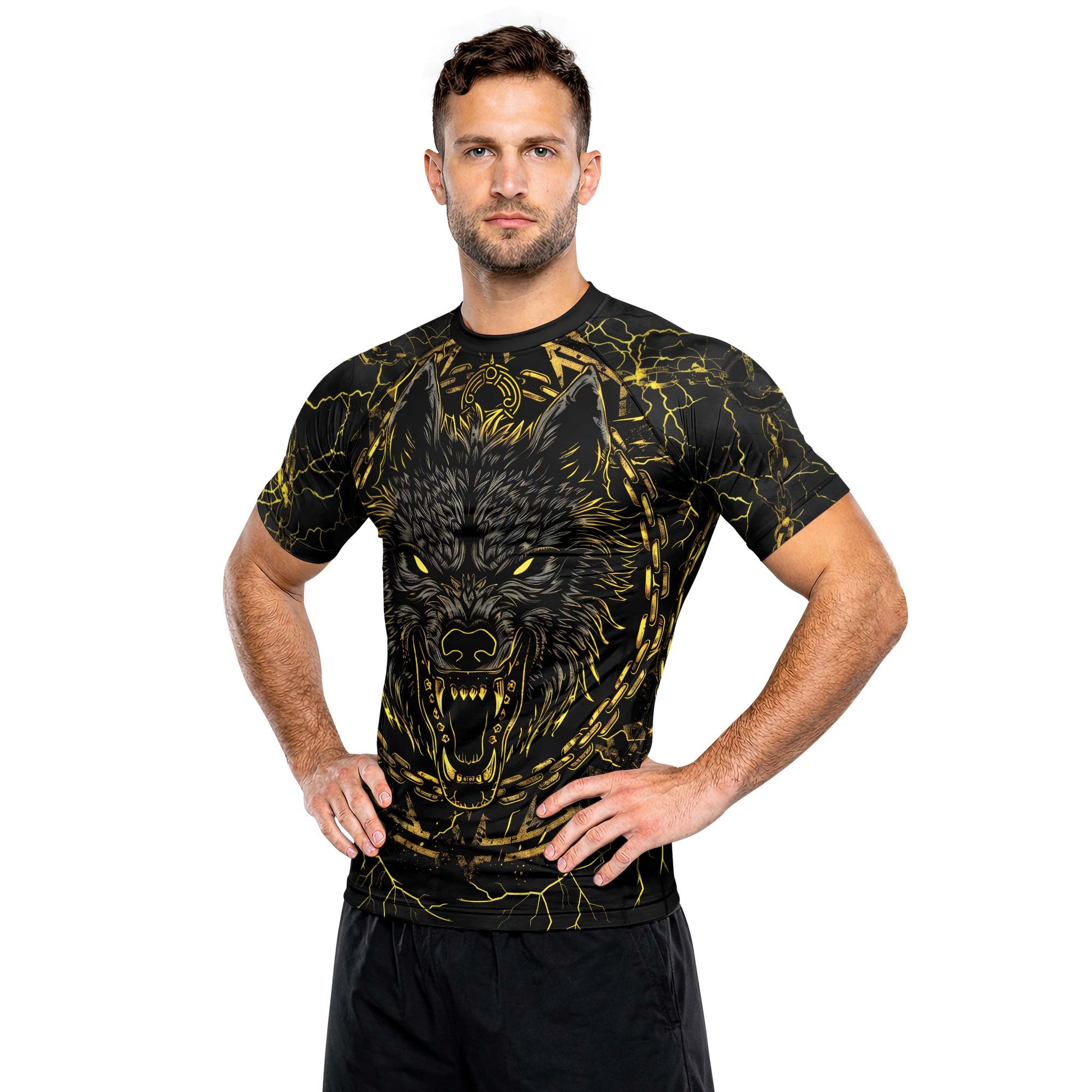 Rashninja Viking Fenrir Wol Men's Short Sleeve Rash Guard