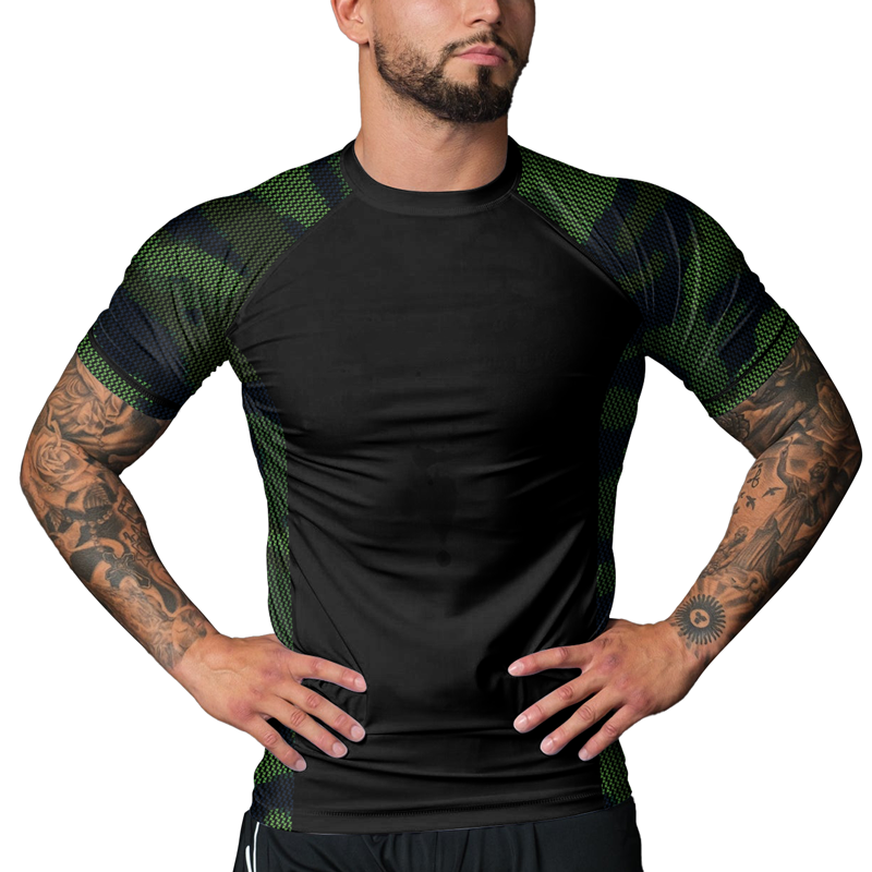 Rashninja Military Woodland Camouflage Men's Short Sleeve Rash Guard