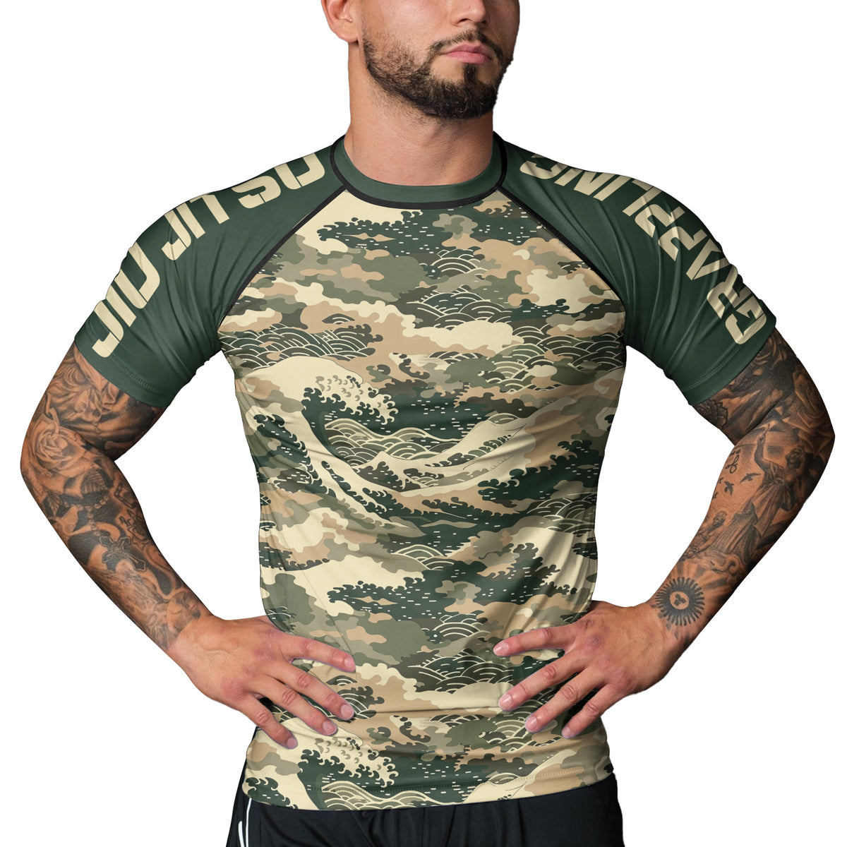 Rashninja Ocean Waves Camouflage Men's Short Sleeve Rash Guard