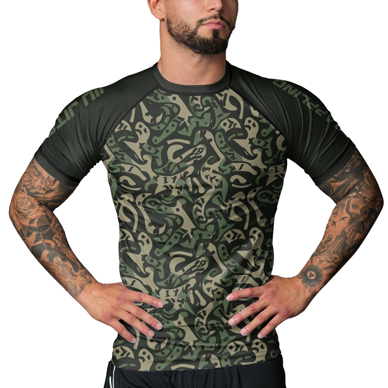 Rashninja Military Abstract Camouflage Men's Short Sleeve Rash Guard