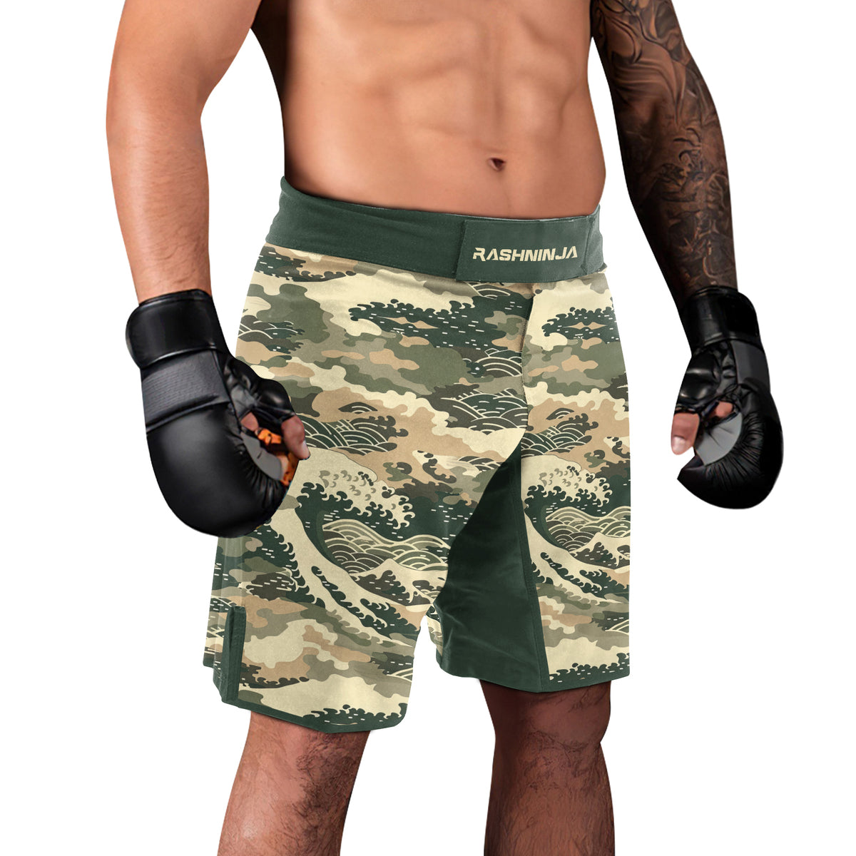 Rashninja Ocean Waves Camouflage Men's Fight Shorts