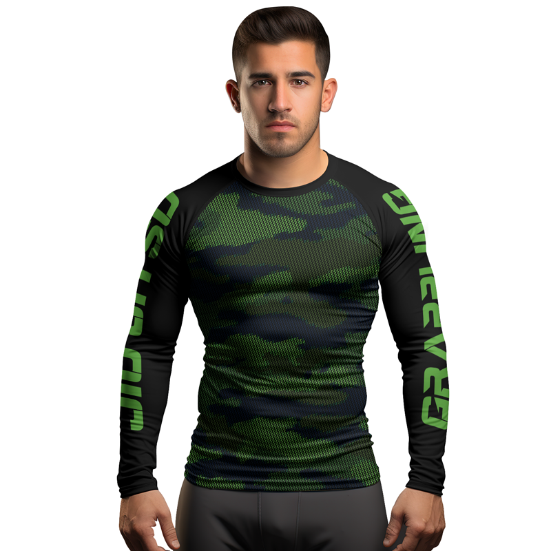 Rashninja Military Woodland Camouflage Men's Long Sleeve Rash Guard