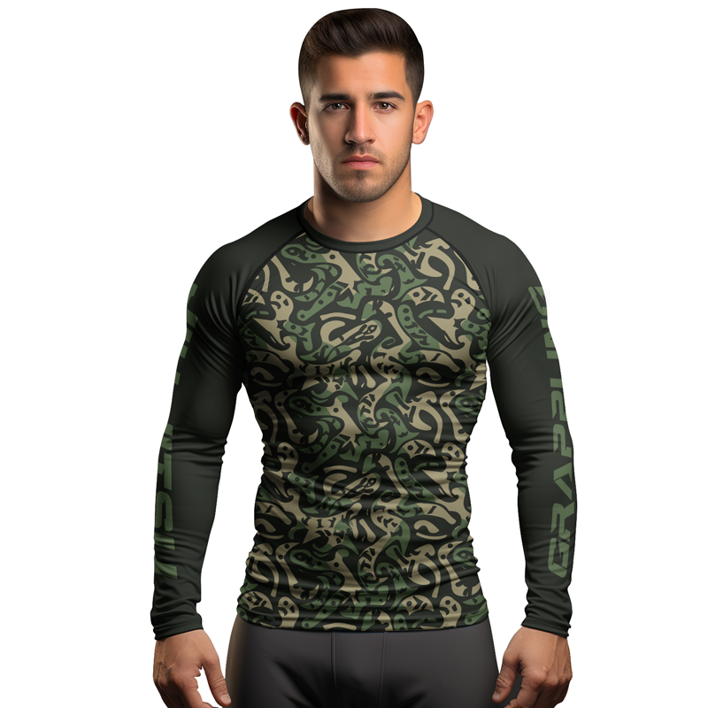 Rashninja Military Abstract Camouflage Men's Long Sleeve Rash Guard