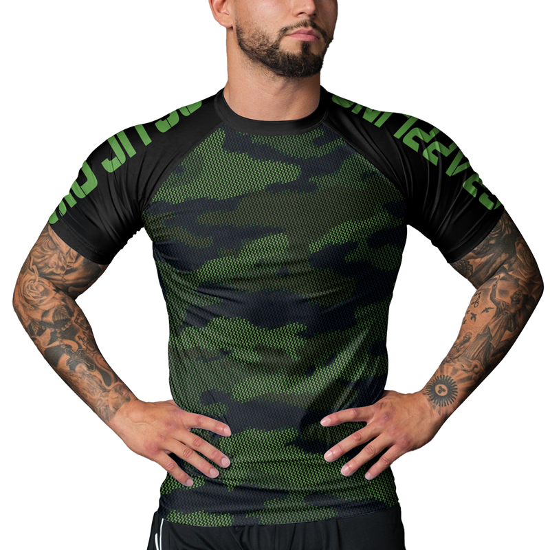 Rashninja Military Woodland Camouflage Men's Short Sleeve Rash Guard