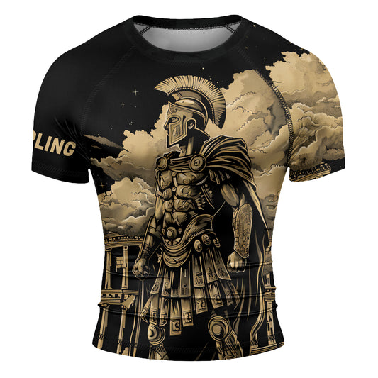 Rashninja Spartan Night Temple Men's Short Sleeve Rash Guard