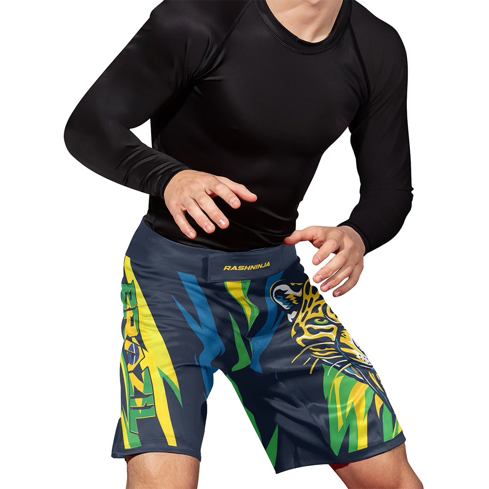 Rashninja Patriot Brazil Flag Men's Fight Shorts