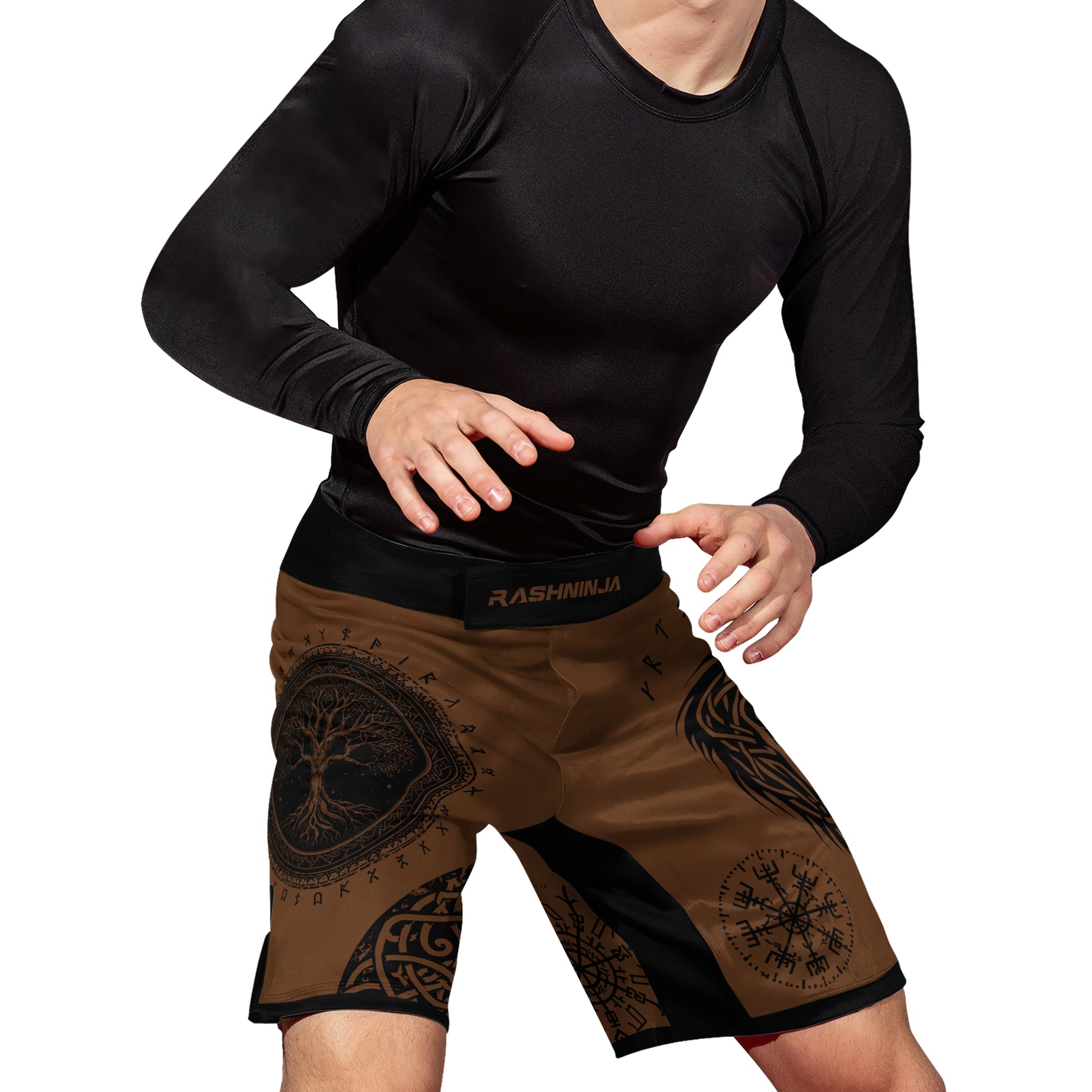 Rashninja Yggdrasil Bear Viking Men's Fight Shorts
