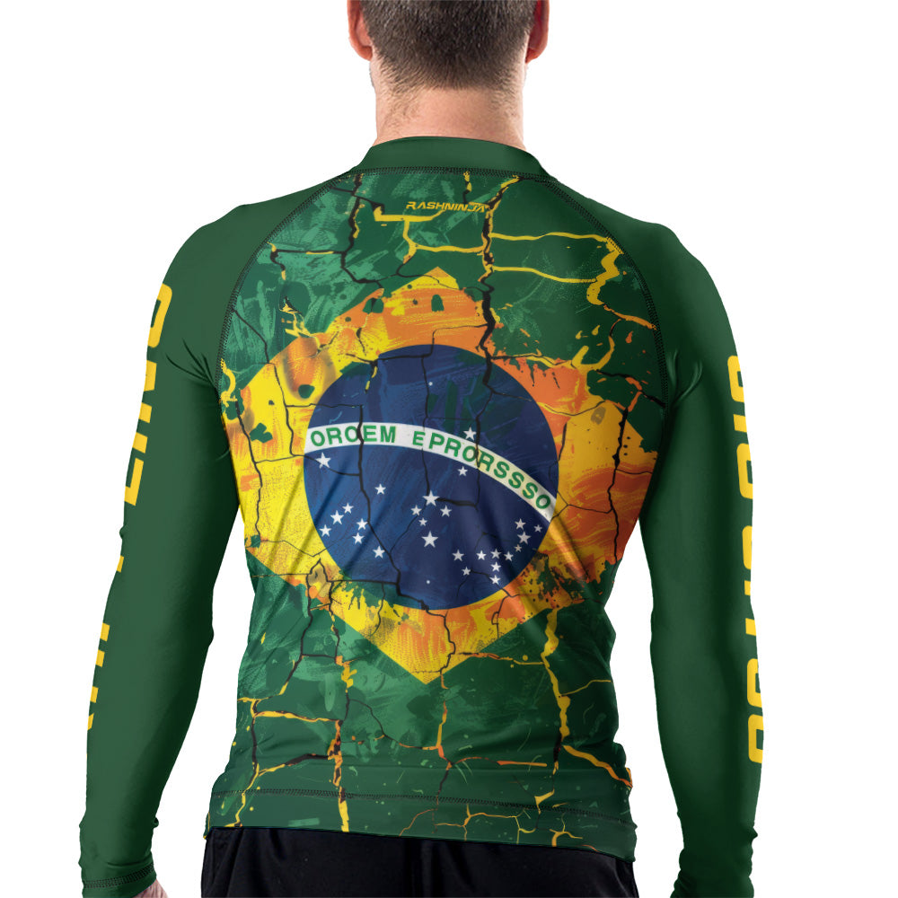 Rashninja Patriot Brazil Flag Men's Long Sleeve Rash Guard