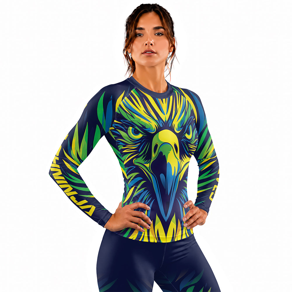 Rashninja Patriot Brazil Flag Women's Long Sleeve Rash Guard